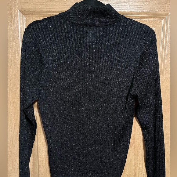 Vintage Talbots Mixed Stitch Black Metallic Mockneck Sweater - Picture 7 of 7
